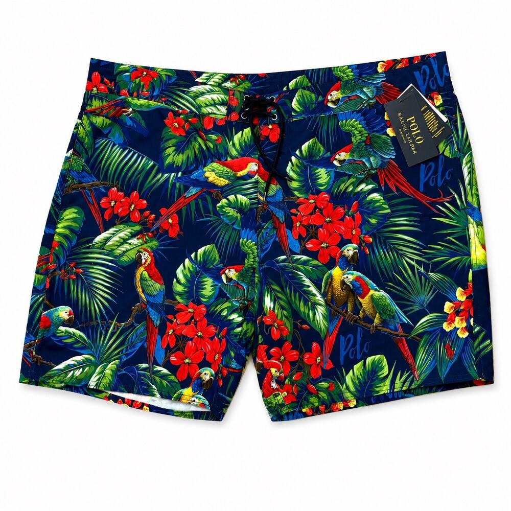 Polo Ralph Lauren Tropical Parrot Swim Trunks Board Shorts Men’s Size 42 NWT